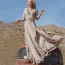 TEELYNN boho long dress Vintage 2023 floral print Chiffon three quarter sleeve v-neck summer Gypsy Hippie women dresses vestidos - M & M Global