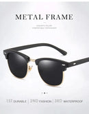 Classic Half Frame Polarized Sunglasses Men Women Retro Rivet Small Sun Glasses Male Popular Black Anti Glare Travelling Shades - M & M Global