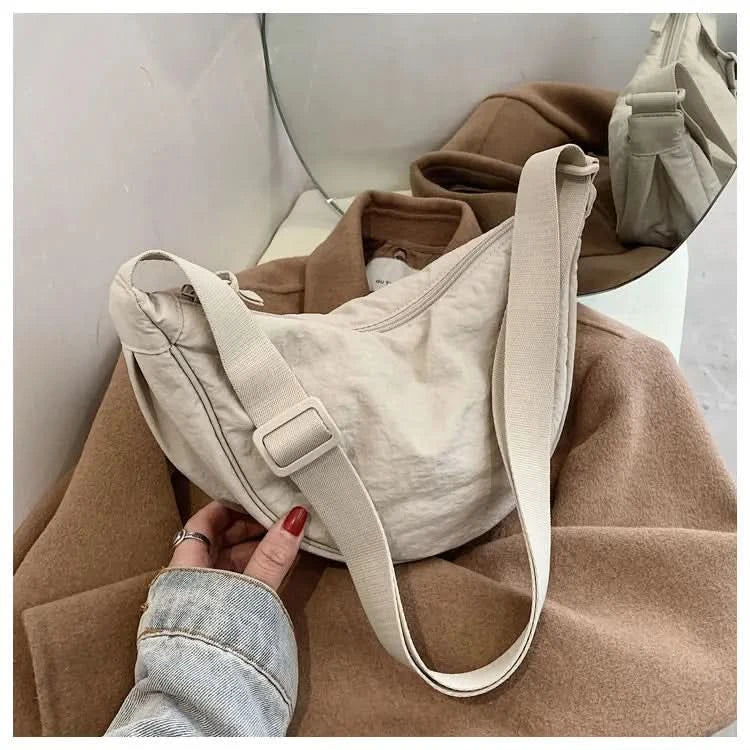 Simple Design Women's Messenger Bag Fashion Ladies Nylon Hobos Small Shoulder Bags Vintage Female Girls Purse Cloth Handbags - M & M Global