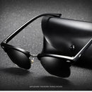 Classic Half Frame Polarized Sunglasses Men Women Retro Rivet Small Sun Glasses Male Popular Black Anti Glare Travelling Shades - M & M Global