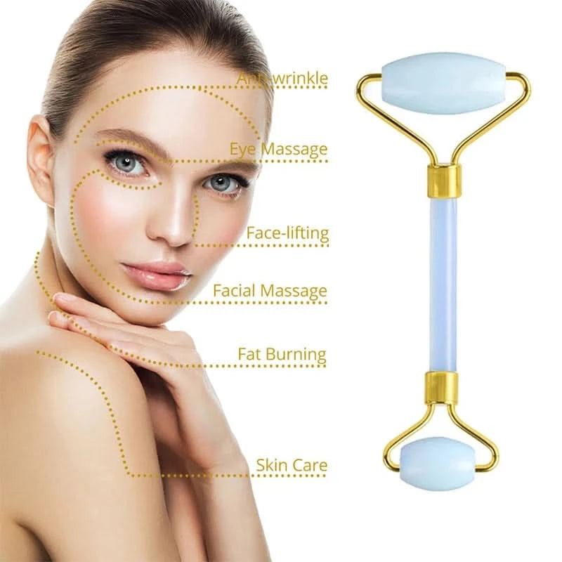 Opal Jade Massage Roller Gouache Scraper Set Natural Gouache Stone Face Lifting Tool Massager For Facial Gua Sha Anti Wrinkle - M & M Global