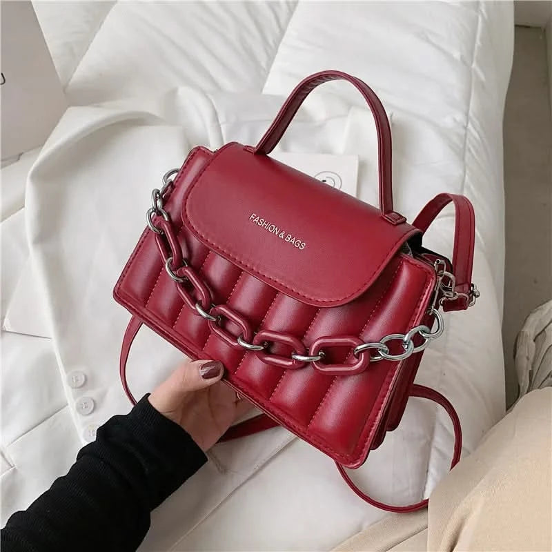 New Chains Shoulder Bag Women Solid Color Crossbody Bag Designer Messenger Handbag and Purse Luxury Top-handle Bag feminina - M & M Global
