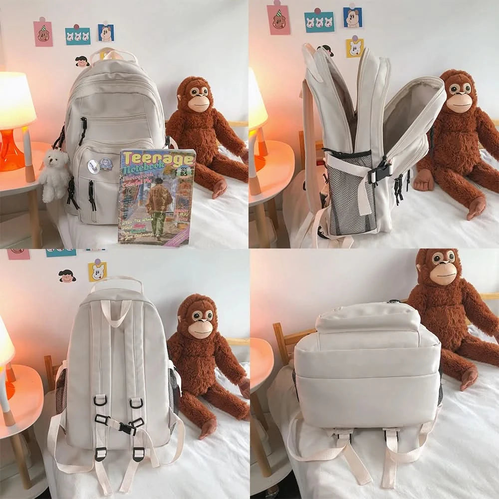 Fashion Big Student Backpack NEW Badge Rucksack Girls School Bag High Capacity Women Backpack Female Cute Leisure Travel Mochila - M & M Global