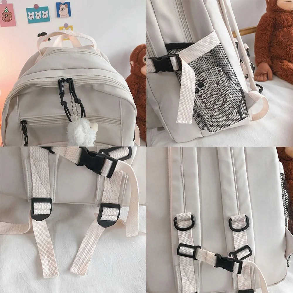 Fashion Big Student Backpack NEW Badge Rucksack Girls School Bag High Capacity Women Backpack Female Cute Leisure Travel Mochila - M & M Global