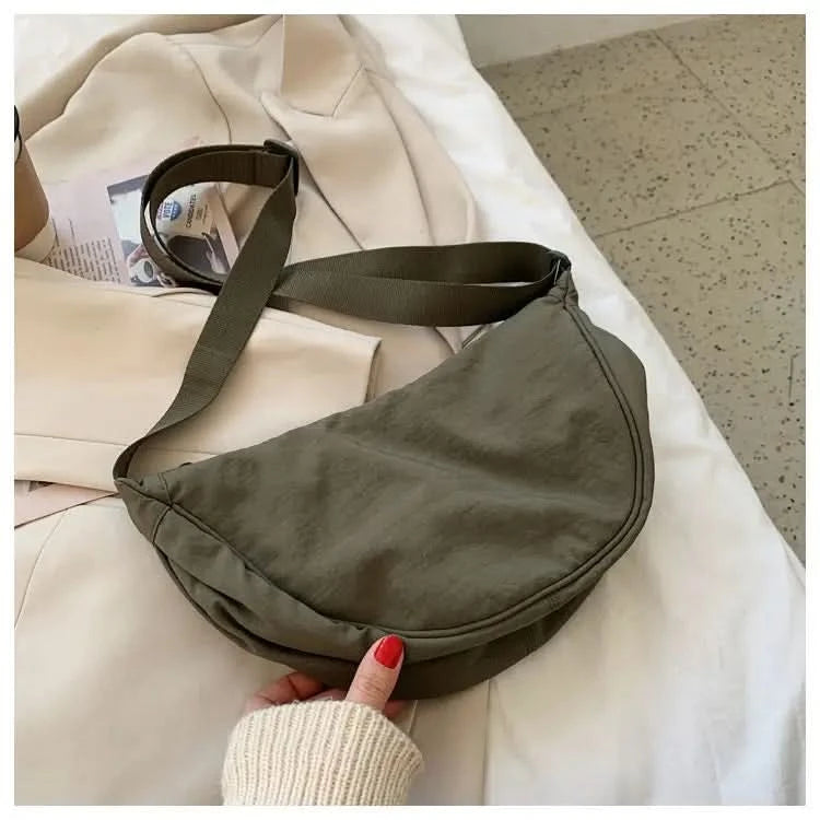 Simple Design Women's Messenger Bag Fashion Ladies Nylon Hobos Small Shoulder Bags Vintage Female Girls Purse Cloth Handbags - M & M Global