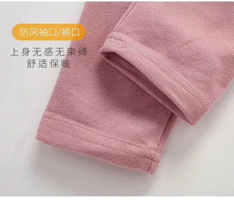 Autumn Winter Thermal Underwear Suit Girls Clothing Sets Boys Pajama Sets Baby No Trace Warm Sleepwear Candy Colors Kids Clothes - M & M Global