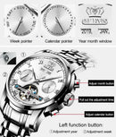 OLEVS Men's Watches Automatic Mechanical Business Wristwatch Waterproof Stainless Steel Strap Watch for Man Skeleton Calendar - M & M Global