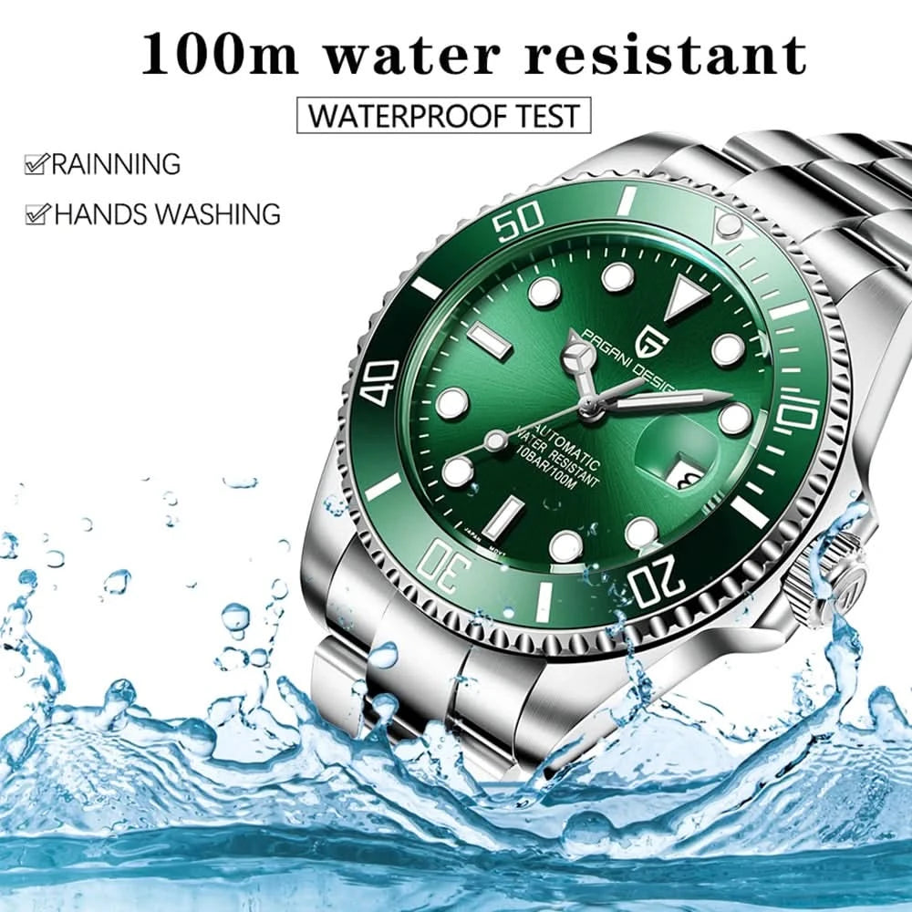 PAGANI DESIGN Luxury Sapphire Glass Men Automatic Watch 100m Waterproof Stainless Steel men mechanical wristwatches montre homme - M & M Global