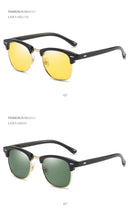 Classic Half Frame Polarized Sunglasses Men Women Retro Rivet Small Sun Glasses Male Popular Black Anti Glare Travelling Shades - M & M Global