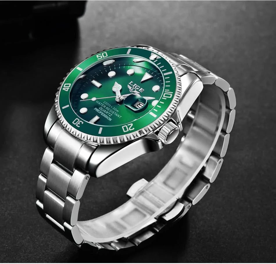 Reloj LIGE Top Brand Luxury Fashion Diver Watch Men Waterproof Date Clock Sport Watches Mens Quartz Wristwatch Relogio Masculino - M & M Global