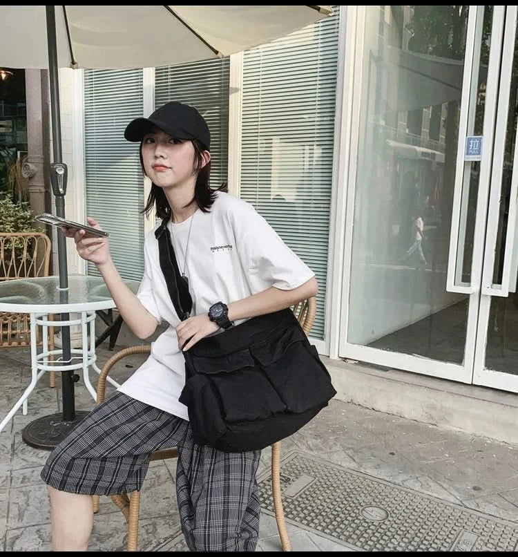 Women Vintage Handbag Canvas Teenager Shoulder Tote Bags Messenger Bags Ladies Casual Handbag Crossbody Purse - M & M Global