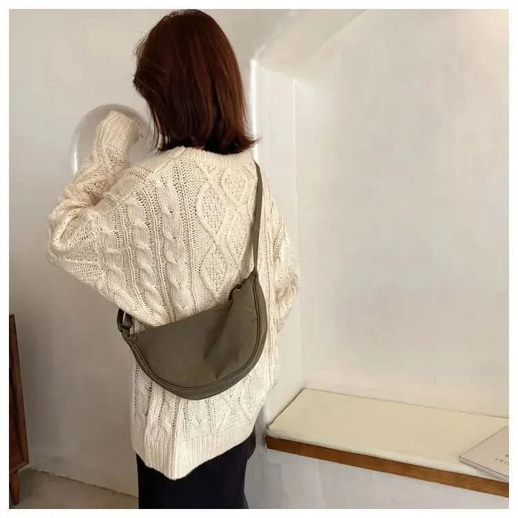 Simple Design Women's Messenger Bag Fashion Ladies Nylon Hobos Small Shoulder Bags Vintage Female Girls Purse Cloth Handbags - M & M Global