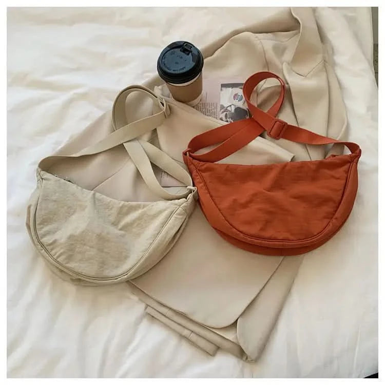 Simple Design Women's Messenger Bag Fashion Ladies Nylon Hobos Small Shoulder Bags Vintage Female Girls Purse Cloth Handbags - M & M Global