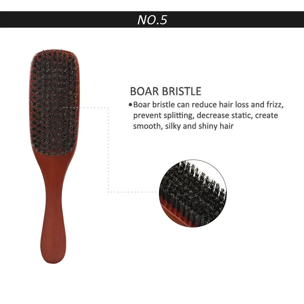 Natural Boar Bristle Beard Brush Men Facial Hair Cleaning Brush Professional Hairbrush Shaving Tools Beard Mustache Brushes - M & M Global