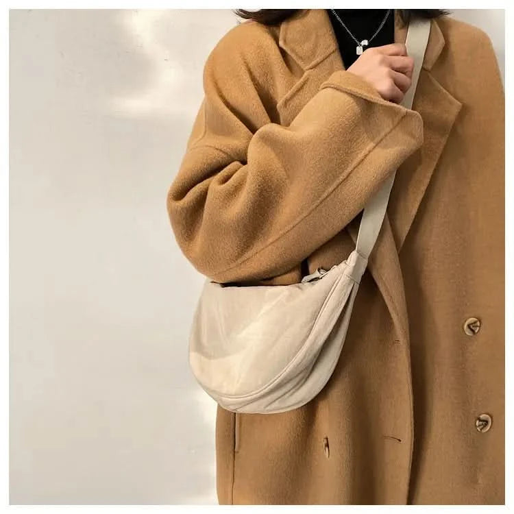 Simple Design Women's Messenger Bag Fashion Ladies Nylon Hobos Small Shoulder Bags Vintage Female Girls Purse Cloth Handbags - M & M Global