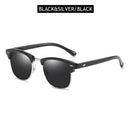 Classic Half Frame Polarized Sunglasses Men Women Retro Rivet Small Sun Glasses Male Popular Black Anti Glare Travelling Shades - M & M Global