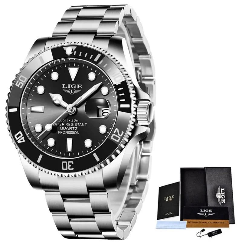Reloj LIGE Top Brand Luxury Fashion Diver Watch Men Waterproof Date Clock Sport Watches Mens Quartz Wristwatch Relogio Masculino - M & M Global