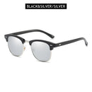 Classic Half Frame Polarized Sunglasses Men Women Retro Rivet Small Sun Glasses Male Popular Black Anti Glare Travelling Shades - M & M Global