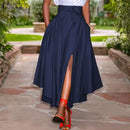 ZANZEA 2024 Summer Women Party Split Sundress Stylish Irregular Skirts High Waist Maxi Vestidos Solid Robe Saia Holiday Faldas