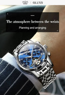 OLEVS Men's Watches Automatic Mechanical Business Wristwatch Waterproof Stainless Steel Strap Watch for Man Skeleton Calendar - M & M Global