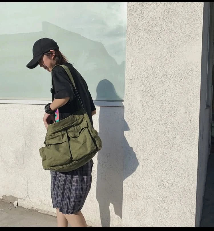 Women Vintage Handbag Canvas Teenager Shoulder Tote Bags Messenger Bags Ladies Casual Handbag Crossbody Purse - M & M Global