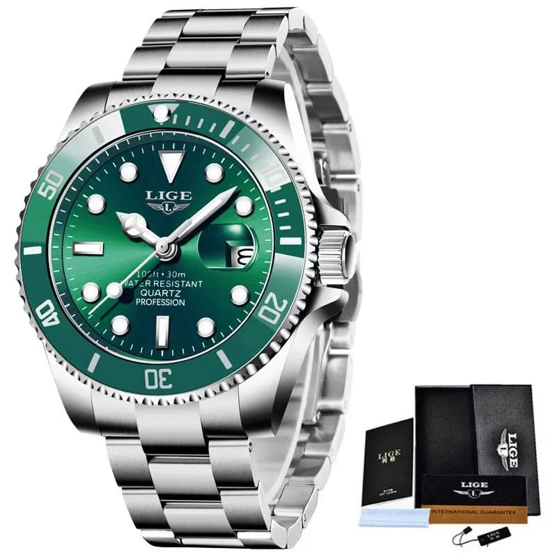 Reloj LIGE Top Brand Luxury Fashion Diver Watch Men Waterproof Date Clock Sport Watches Mens Quartz Wristwatch Relogio Masculino - M & M Global