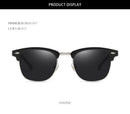 Classic Half Frame Polarized Sunglasses Men Women Retro Rivet Small Sun Glasses Male Popular Black Anti Glare Travelling Shades - M & M Global