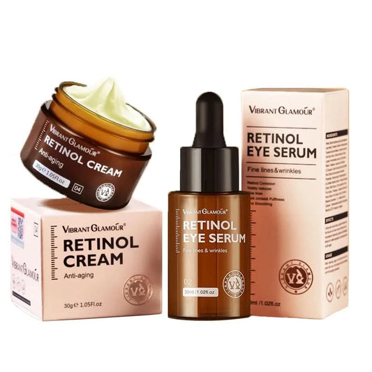 VIBRANT GLAMOUR Retinol Facial Skin Care Set Face Cream Eye Serum 2PCS - M & M Global