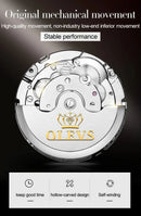 OLEVS Men's Watches Automatic Mechanical Business Wristwatch Waterproof Stainless Steel Strap Watch for Man Skeleton Calendar - M & M Global