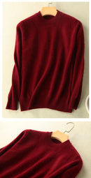 Super Warm 100% Mink Cashmere Sweaters and Pullovers Women Autumn Winter Soft Sweater Half Turtleneck Female Basic Pullovers