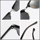 Classic Half Frame Polarized Sunglasses Men Women Retro Rivet Small Sun Glasses Male Popular Black Anti Glare Travelling Shades - M & M Global