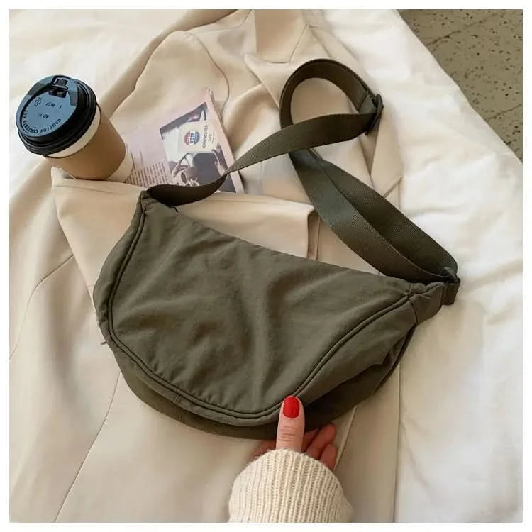 Simple Design Women's Messenger Bag Fashion Ladies Nylon Hobos Small Shoulder Bags Vintage Female Girls Purse Cloth Handbags - M & M Global