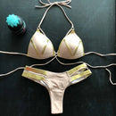 Contrast Trim Wrap Lace Up Bikini Sets Swimsuit For Women High Waist Two Pieces Swimwear 2022 Beach Bathing Suits - M & M Global