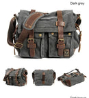 MUCHUAN Canvas Leather Men Messenger Bags   Big Satchel Shoulder Bags Male Laptop Briefcase Travel Handbag - M & M Global