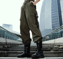 Womens Army Pants Casual Joggers Black Streetwear High Waist BDU Camo Army Hunting Trousers Korea Japan ouc347