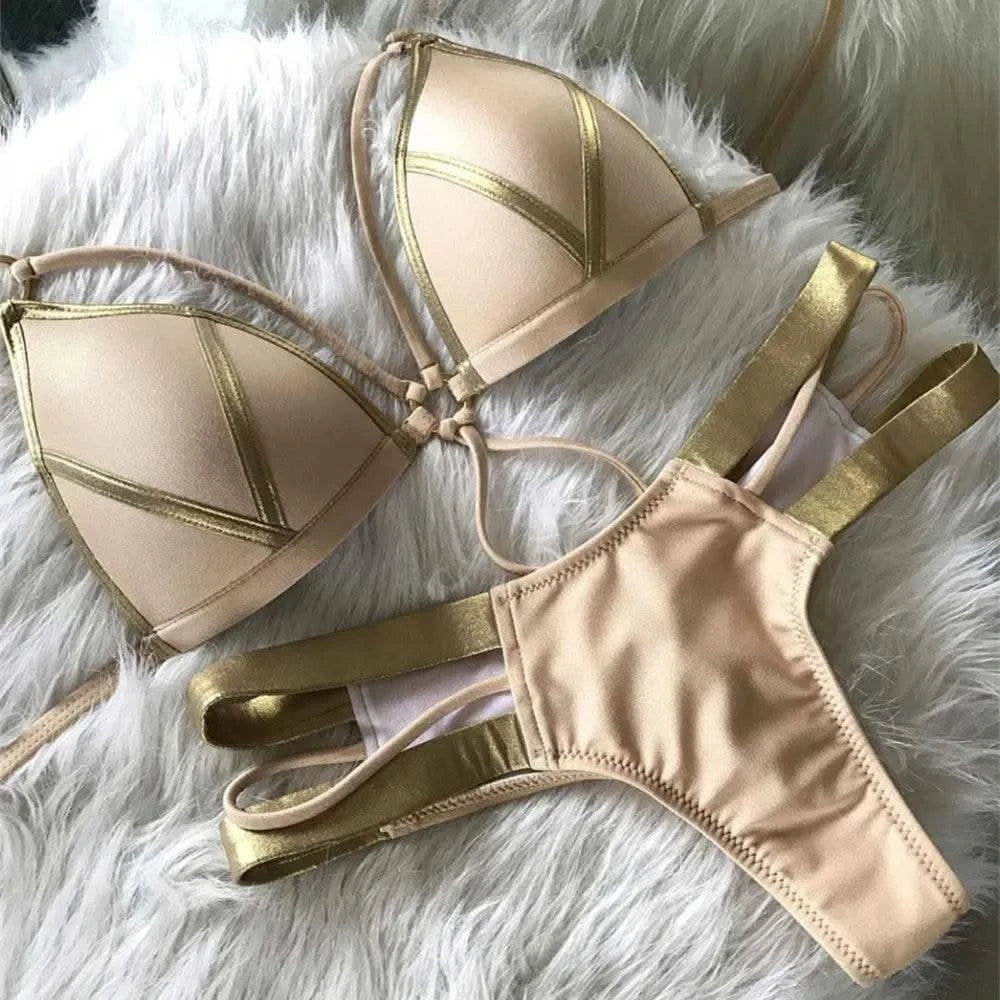 Contrast Trim Wrap Lace Up Bikini Sets Swimsuit For Women High Waist Two Pieces Swimwear 2022 Beach Bathing Suits - M & M Global