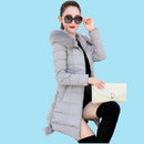 Winter Jacket Women 2023 winter coat pure color casual Fur Collar Hooded long hooded cotton lady jacket