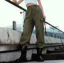 Womens Army Pants Casual Joggers Black Streetwear High Waist BDU Camo Army Hunting Trousers Korea Japan ouc347