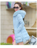 Winter Jacket Women 2023 winter coat pure color casual Fur Collar Hooded long hooded cotton lady jacket