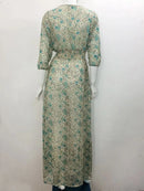 TEELYNN boho long dress Vintage 2023 floral print Chiffon three quarter sleeve v-neck summer Gypsy Hippie women dresses vestidos - M & M Global