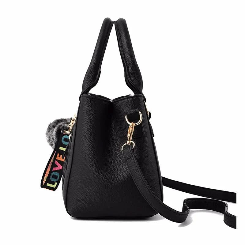 Embroidery Messenger Bags Women Leather Handbags Bags for Women Sac a Main Ladies hair ball Hand Bag - M & M Global