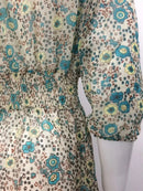 TEELYNN boho long dress Vintage 2023 floral print Chiffon three quarter sleeve v-neck summer Gypsy Hippie women dresses vestidos - M & M Global