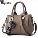 Embroidery Messenger Bags Women Leather Handbags Bags for Women Sac a Main Ladies hair ball Hand Bag - M & M Global