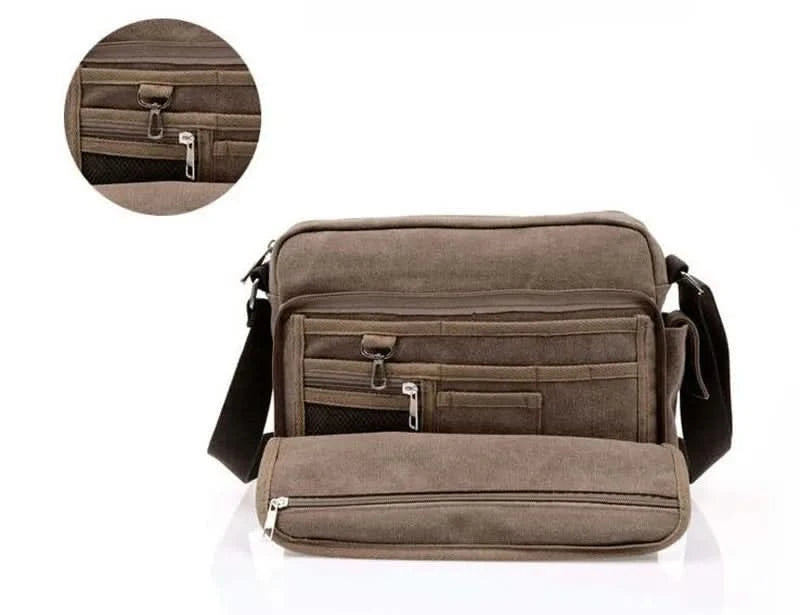 High Quality Multifunction Canvas Bag travel bag men messenger bag brand men's crossbody bag luxury vintage style briefcase w304 - M & M Global