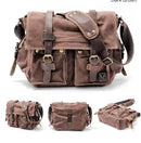 MUCHUAN Canvas Leather Men Messenger Bags   Big Satchel Shoulder Bags Male Laptop Briefcase Travel Handbag - M & M Global