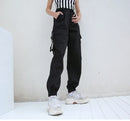 Womens Army Pants Casual Joggers Black Streetwear High Waist BDU Camo Army Hunting Trousers Korea Japan ouc347