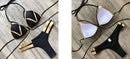 Contrast Trim Wrap Lace Up Bikini Sets Swimsuit For Women High Waist Two Pieces Swimwear 2022 Beach Bathing Suits - M & M Global