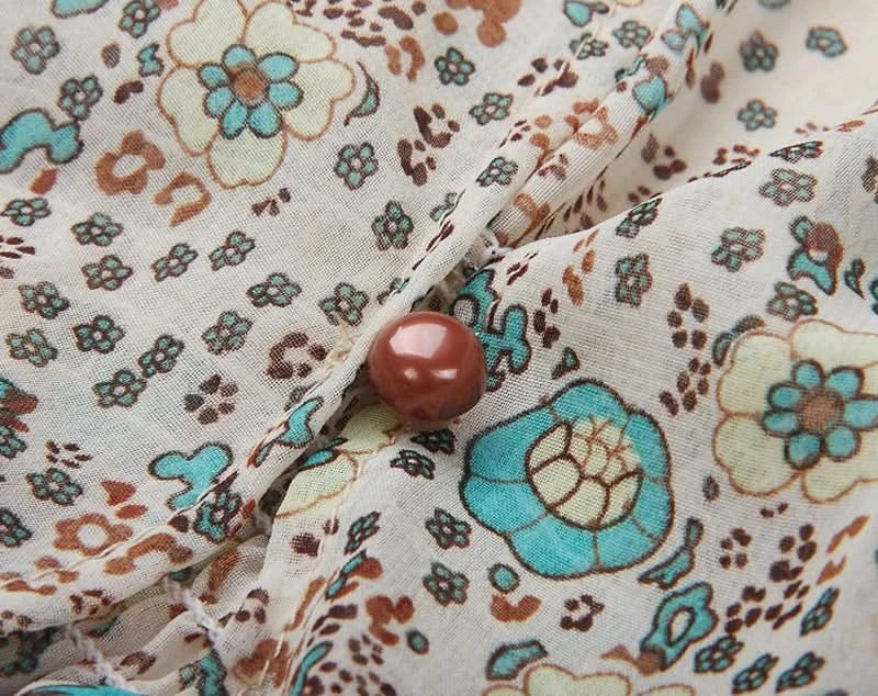 TEELYNN boho long dress Vintage 2023 floral print Chiffon three quarter sleeve v-neck summer Gypsy Hippie women dresses vestidos - M & M Global