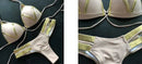 Contrast Trim Wrap Lace Up Bikini Sets Swimsuit For Women High Waist Two Pieces Swimwear 2022 Beach Bathing Suits - M & M Global