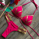 Contrast Trim Wrap Lace Up Bikini Sets Swimsuit For Women High Waist Two Pieces Swimwear 2022 Beach Bathing Suits - M & M Global